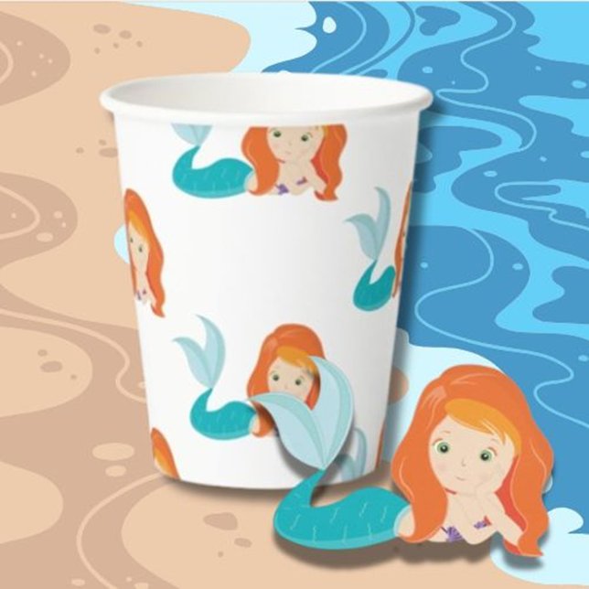 Party Pirate orange mermaids  Paper Cups (Celebrate every occasion with Party Pirate orange mermaids paper cups)