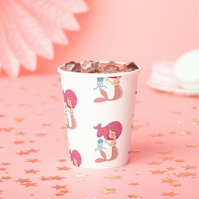 Party Pirate pink mermaids  Paper Cups (Insitu)