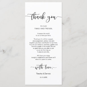 Party Place Setting Thank You, Black Script Card