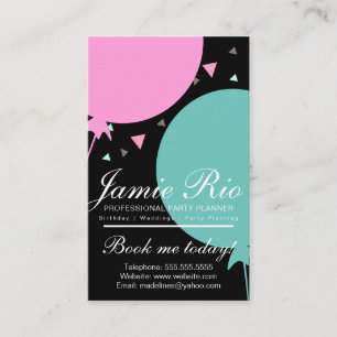 Party Planner Birthday Planning Balloon Confetti Business Card