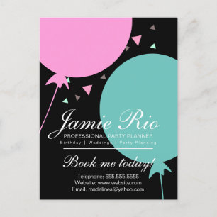 Party Planner Birthday Planning Balloon  Confetti Postcard