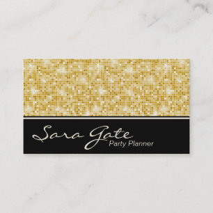 Party Planner Business Card - Classy Gold Glitter