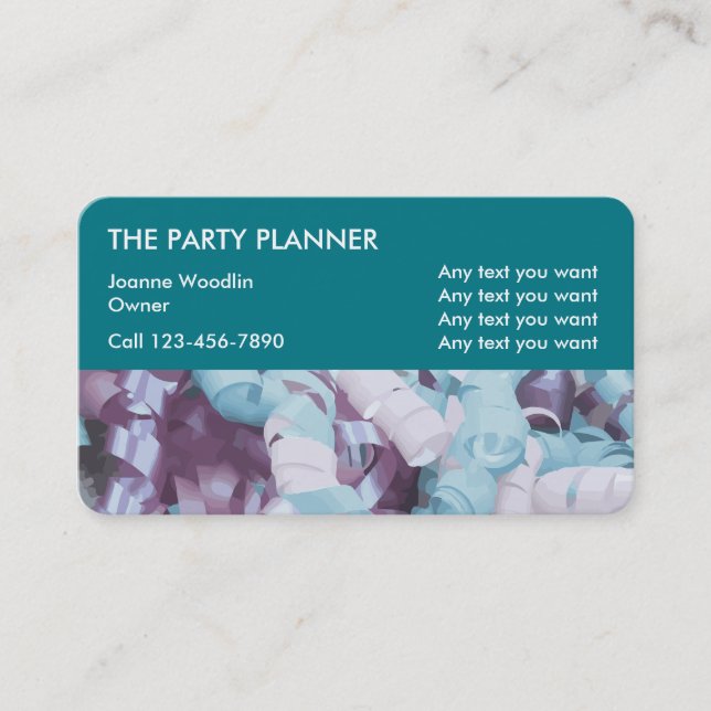 Party Planner Business Cards (Front)