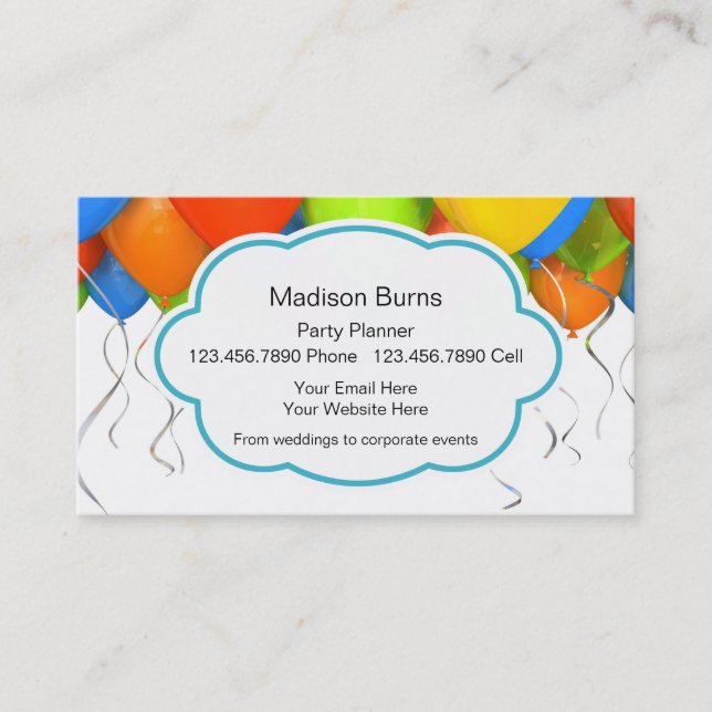 Party Planner Business Cards (Front)
