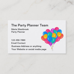 Party Planner Colourful Balloons Business Card