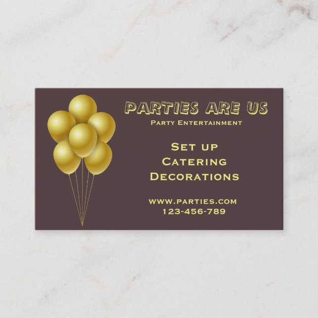 Party planner entertainment catering freelance business card (Front)
