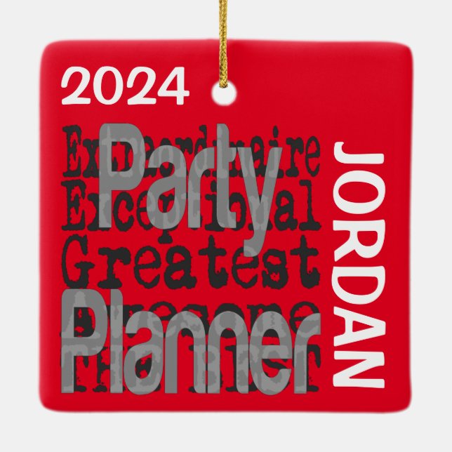 Party Planner Extraordinaire CUSTOM Ceramic Ornament (Back)