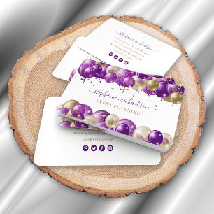 Party Planner Purple Gold Balloon Business Card