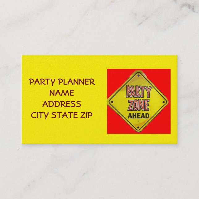 "PARTY PLANNER'S BUSINESS CARD (Front)