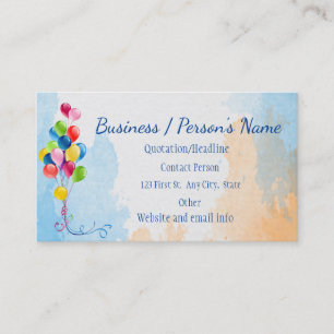 Party Planners Fun Colorful Balloons Custom Busine Business Card