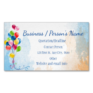 Party Planners Fun Colorful Balloons Custom Magnetic Business Card