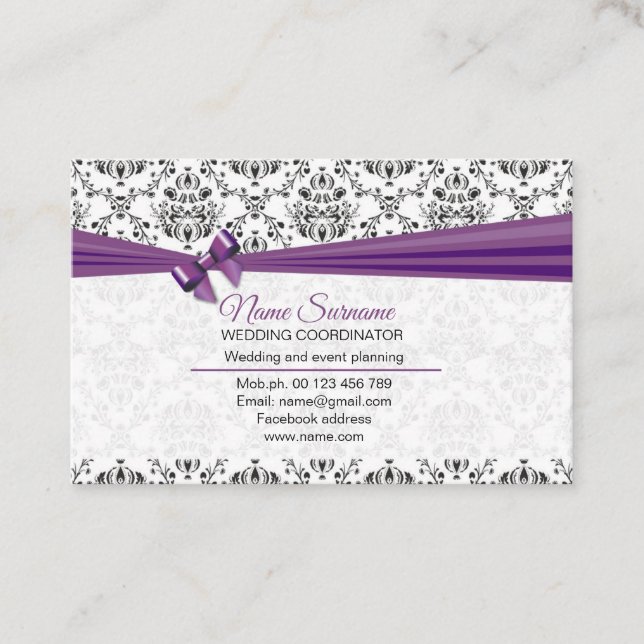 Party Planning and Wedding Day Coordination Business Card (Front)