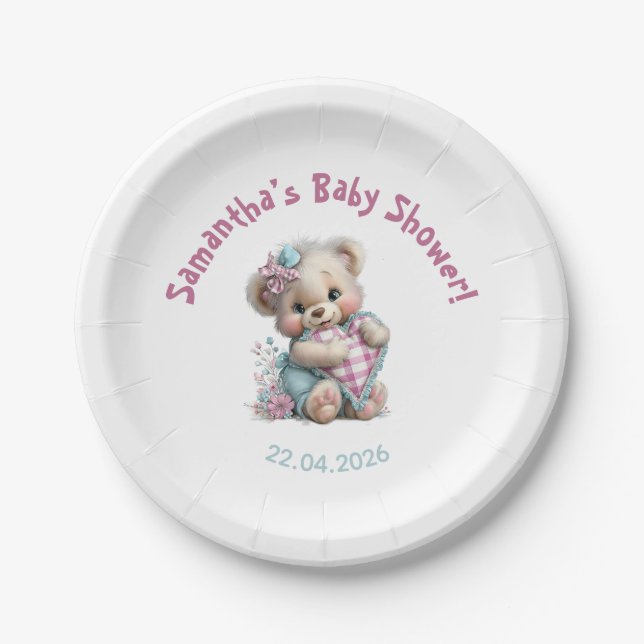 Party Plate Teddy Bear Baby Shower  (Front)