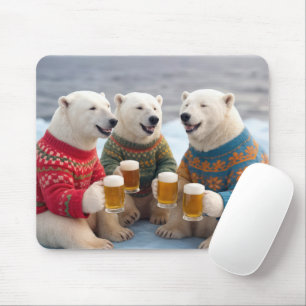 Party Polar Bears Wearing Christmas Ugly Sweaters Mouse Mat