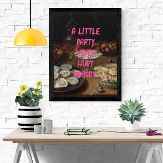 Party Pop Art Still Life Painting Quote Pink Poster
