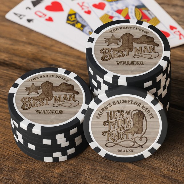 Party Posse Best Man Rustic Cowboy Bachelor Party Poker Chips (Creator Uploaded)