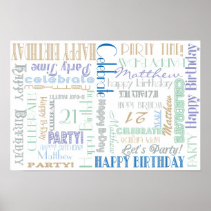 Party Poster! Birthday Celebration!  NAME and AGE Poster