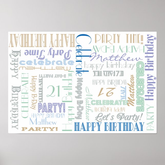 Party Poster! Birthday Celebration!  NAME and AGE Poster (Front)