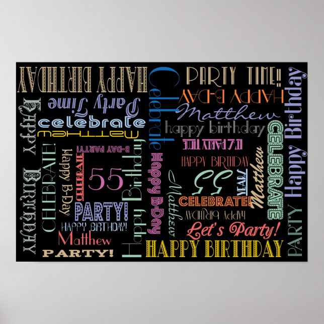 Party Poster! Birthday Celebration!  NAME and AGE Poster (Front)