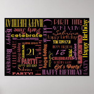 Party Poster! Birthday Celebration! NAME and AGE Poster