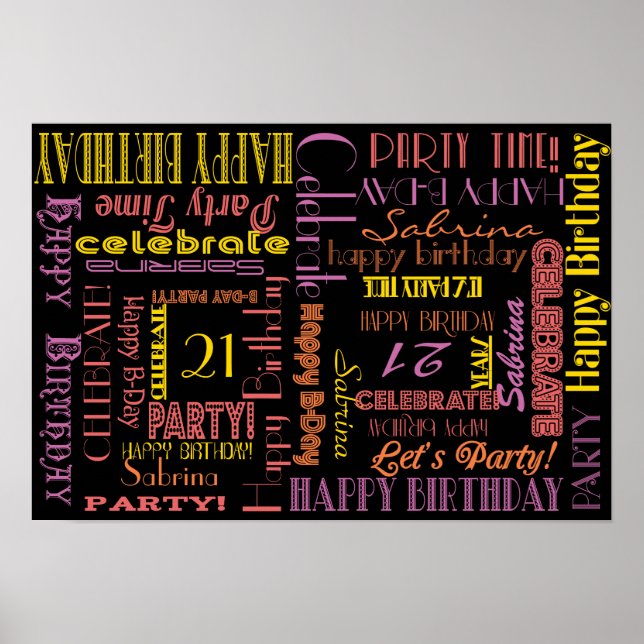 Party Poster! Birthday Celebration!  NAME and AGE Poster (Front)