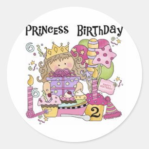 Party Princess 2nd Birthday Tshirts and Gifts Classic Round Sticker