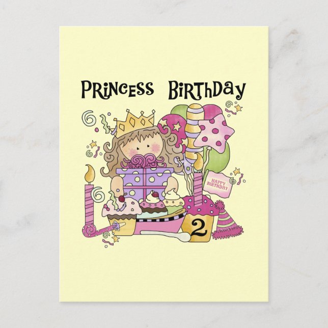 Party Princess 2nd Birthday Tshirts and Gifts Invitation Postcard (Front)