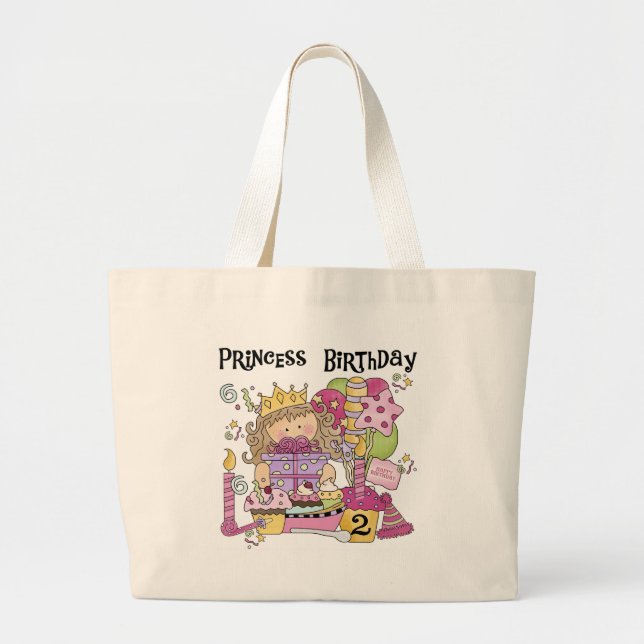 Party Princess 2nd Birthday Tshirts and Gifts Large Tote Bag (Front)