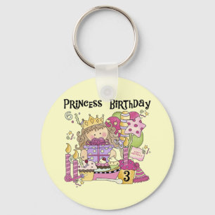 Party Princess 3rd Birthday Tshirts and Gifts Key Ring