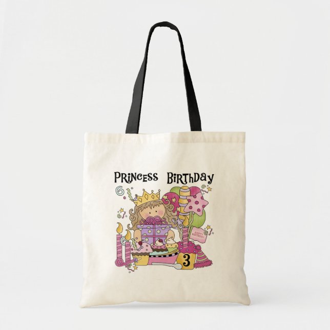 Party Princess 3rd Birthday Tshirts and Gifts Tote Bag (Front)