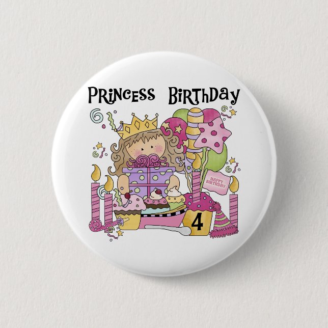 Party Princess 4th Birthday Tshirts and gifts 6 Cm Round Badge (Front)