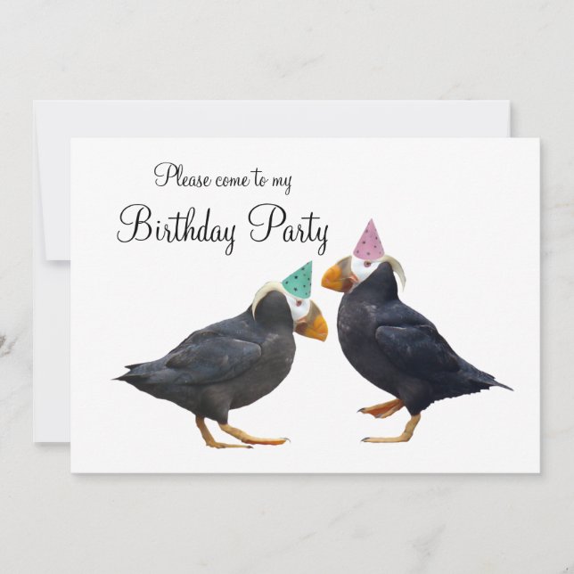 Party Puffins Birthday Invitation (Front)
