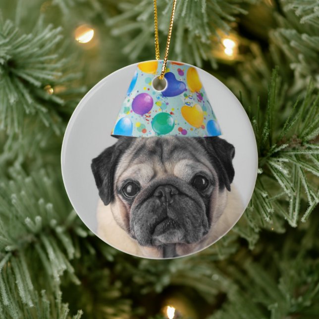 Party Pug Ceramic Tree Decoration (Tree)