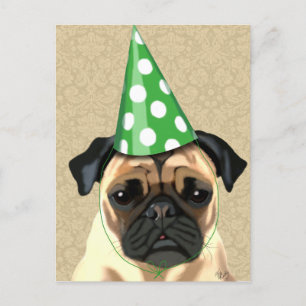 Party Pug Invitation Postcard