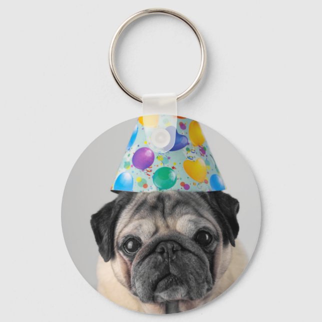 Party Pug Key Ring (Front)
