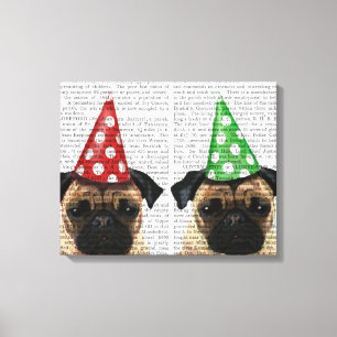 Party Pugs Pair Canvas Print