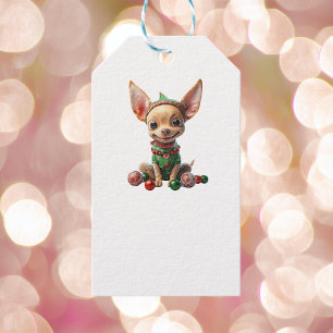 Party Pup Christmas Dog White Gift Tags