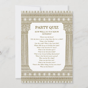 Party Quiz Toga Birthday with temple columns Invitation