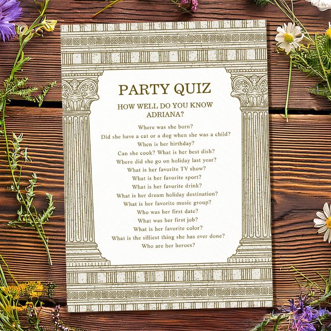 Party Quiz Toga Birthday with temple columns Invitation (Creator Uploaded)