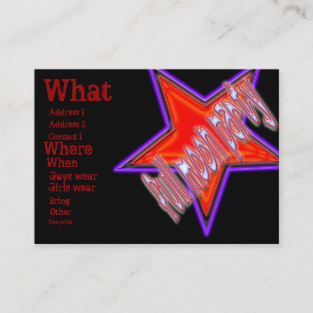 Party/Rave Card (Front)