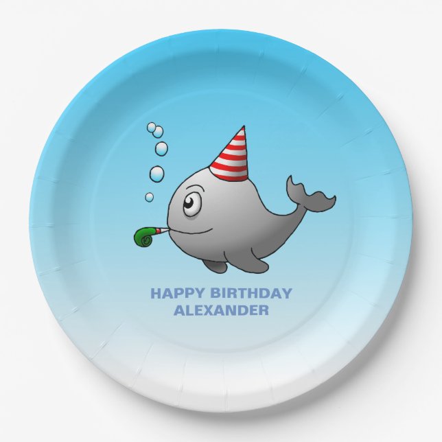 Party-ready Whale Paper Plate (Front)