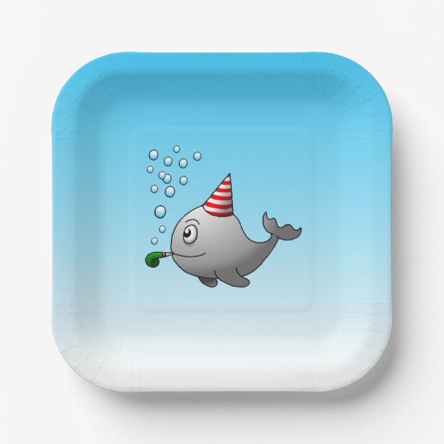 Party-ready whale paper plate (Front)