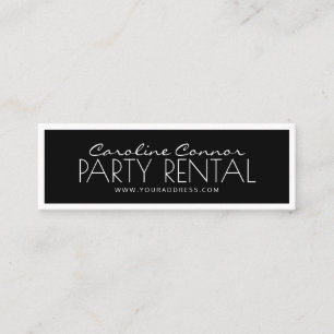 Party Rental Balloon Supply Black & White Bordered Mini Business Card