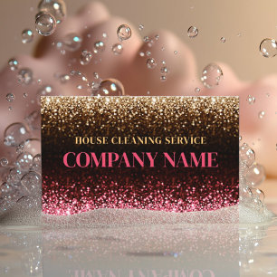 Party Rental Gold & Pink Glitter Star Dust Business Card