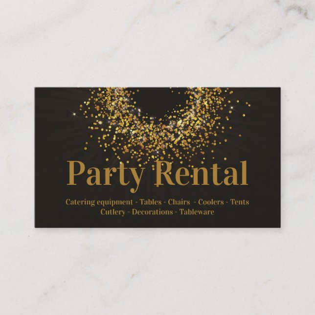 Party Rental Tableware Star Circle Dark Brown Business Card (Front)