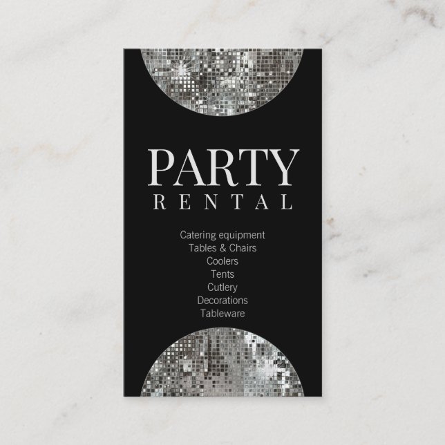 Party Rental Tableware Star Disco Ball Black Card (Front)