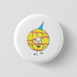party ring, fun cookie themed 3 cm round badge