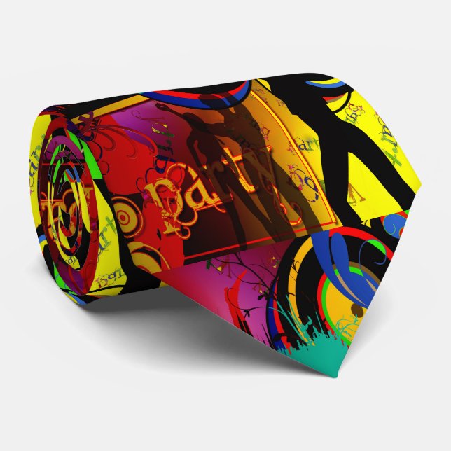 Party Scen With Dancers Glow Colours Necktie (Rolled)