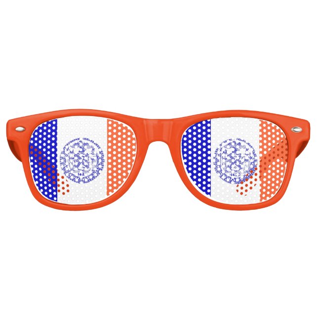 Party Shades Sunglasses with flag of New York City (Front)