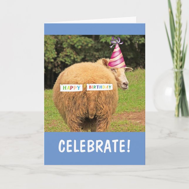 Party Sheep Celebrate Happy Birthday Card (Front)